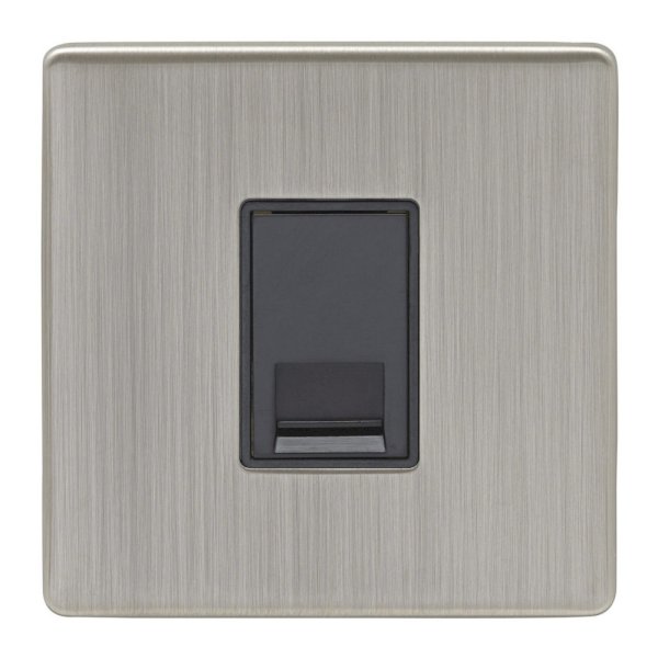 Eurolite Ecsn1Slb 1 Gang Slave Telephone Socket Concealed Satin Nickel Plate Black Interior