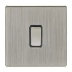 Eurolite Ecsn1Swsnb 1 Gang 10Amp 2Way Switch Concealed Satin Nickel Plate Matching Rocker Black Trim