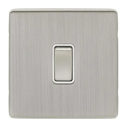 Eurolite Ecsn1Swsnw 1 Gang 10Amp 2Way Switch Concealed Satin Nickel Plate Matching Rocker White Trim