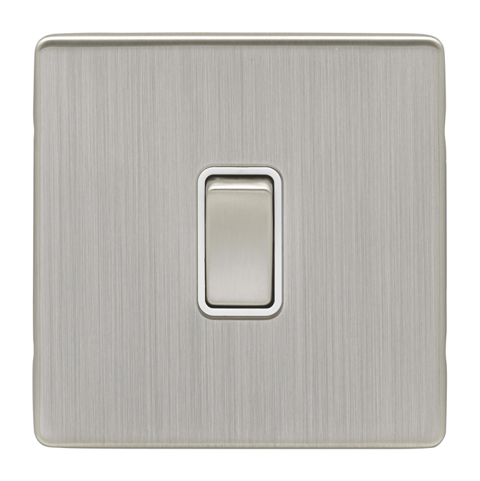 Eurolite Ecsn1Swsnw 1 Gang 10Amp 2Way Switch Concealed Satin Nickel Plate Matching Rocker White Trim