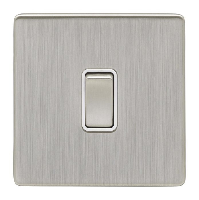 Eurolite Ecsn20Adpswsnw 1 Gang 20Amp Dp Switch Concealed Satin Nickel Plate Matching Rocker White Trim