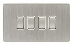 Eurolite Ecsn4Swsnb 4 Gang 10Amp 2Way Switch Concealed Satin Nickel Plate Matching Rockers Black Trim
