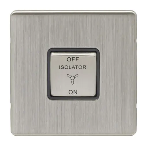 Eurolite Ecsnfswsnb 10Amp Fan Isolator Switch Concealed Satin Nickel Plate Matching Rocker Black Trim