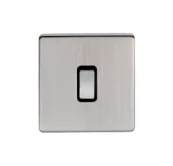 Eurolite Ecsnintsnb 1 Gang 10Amp Intermediate Switch Concealed Satin Nickel Plate Matching Rocker Black Trim