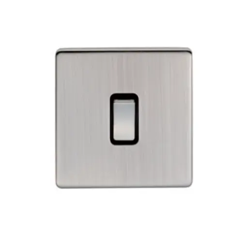 Eurolite Ecsnintsnb 1 Gang 10Amp Intermediate Switch Concealed Satin Nickel Plate Matching Rocker Black Trim