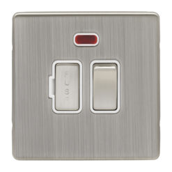 Eurolite Ecsnswfnsnw 13Amp Dp Switched Fuse Spur With Neon Concealed Satin Nickel Plate Matching Rocker White Trim