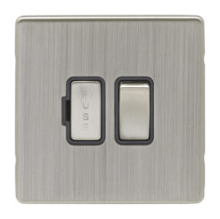 Eurolite Ecsnswfsnb 13Amp Dp Switched Fuse Spur Concealed Satin Nickel Plate Matching Rocker Black Trim