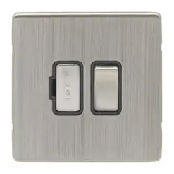 Eurolite Ecsnswfsnb 13Amp Dp Switched Fuse Spur Concealed Satin Nickel Plate Matching Rocker Black Trim
