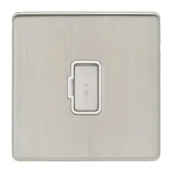 Eurolite Ecsnuswfsnw 13Amp Unswitched Fuse Spur Concealed Satin Nickel Plate Matching White Trim
