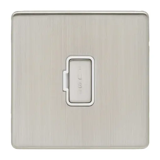 Eurolite Ecsnuswfsnw 13Amp Unswitched Fuse Spur Concealed Satin Nickel Plate Matching White Trim