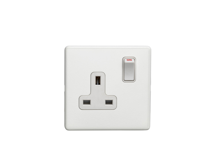 Eurolite Ecw1Sow 1 Gang 13Amp Dp Switched Socket Flat Concealed White Plate White Rocker