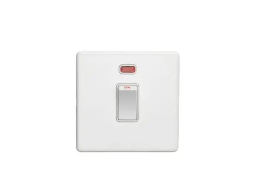 Eurolite Ecw20Adpswnw 1 Gang 20Amp Dp Switch With Neon Flat Concealed White Plate White Rocker