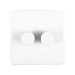 Eurolite Ecw2D400 2 Gang 400W Push On Off 2Way Dimmer Flat Concealed White Plate