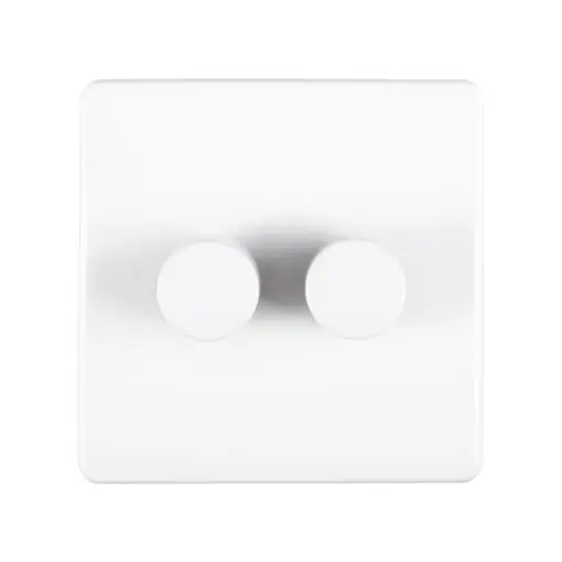 Eurolite Ecw2D400 2 Gang 400W Push On Off 2Way Dimmer Flat Concealed White Plate