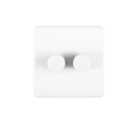Eurolite Ecw2Dled 2 Gang Led Push On Off 2Way Dimmer Flat Concealed White Plate