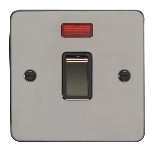 Eurolite Efbn20Adpswnbnb 1 Gang 20Amp Dp Switch With Neon Enhance Flat Black Nickel Plate Matching Rocker Black Trim