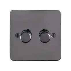 Eurolite Efbn2D400 2 Gang 400W Push On Off 2Way Dimmer Switch Enhance Flat Black Nickel Plate Matching Knobs