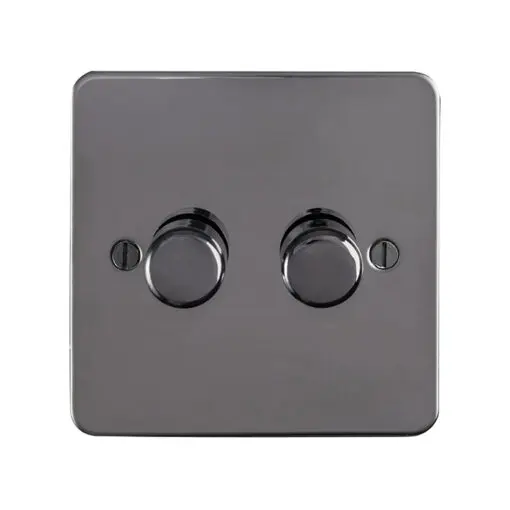 Eurolite Efbn2D400 2 Gang 400W Push On Off 2Way Dimmer Switch Enhance Flat Black Nickel Plate Matching Knobs