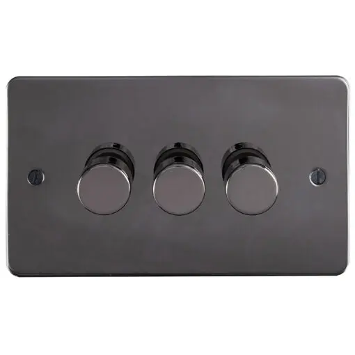 Eurolite Efbn3Dled 3 Gang Led Push On Off 2Way Dimmer Switch Enhance Flat Black Nickel Plate Matching Knobs