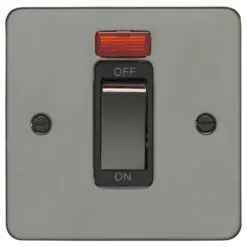 Eurolite Efbn45Aswnsbnb 45Amp Dp Cooker Switch With Neon Single Enhance Flat Black Nickel Plate Matching Rocker Black Trim