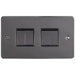 Eurolite Bn4Sw 4 Gang 10Amp 2Way Switch Round Edge Black Nickel Plate Matching Rockers