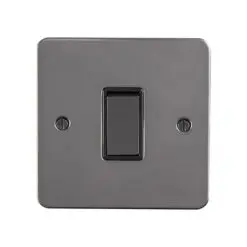 Eurolite Efbnintbnb 1 Gang 10Amp Intermediate Switch Enhance Flat Black Nickel Plate Matching Rocker Black Trim