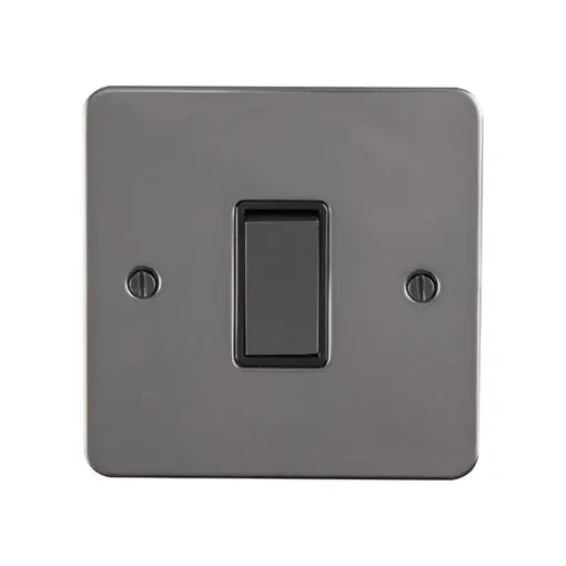 Eurolite Efbnintbnb 1 Gang 10Amp Intermediate Switch Enhance Flat Black Nickel Plate Matching Rocker Black Trim