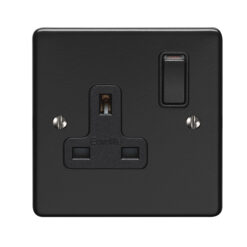 Eurolite Efmb1Sombb 1 Gang 13Amp Dp Switched Socket Matt Black Black Trim