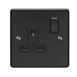 Eurolite Efmb1Sombb 1 Gang 13Amp Dp Switched Socket Matt Black Black Trim