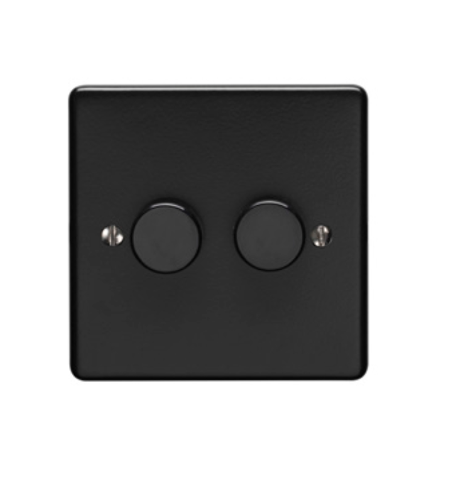 Eurolite Efmb2Dledmbb 2 Gang 400W/Led 2Way Dimmer Switch Matt Black Range