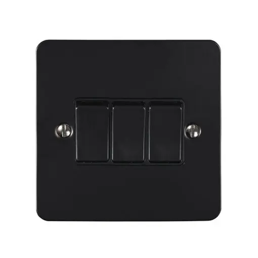 Eurolite Efmb3Swmbb 3 Gang 10Amp 2Way Switch Matt Black Black Trim