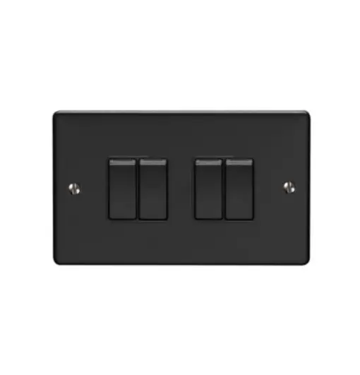 Eurolite Efmb4Swmbb 4 Gang 10Amp 2Way Switch Matt Black Black Trim