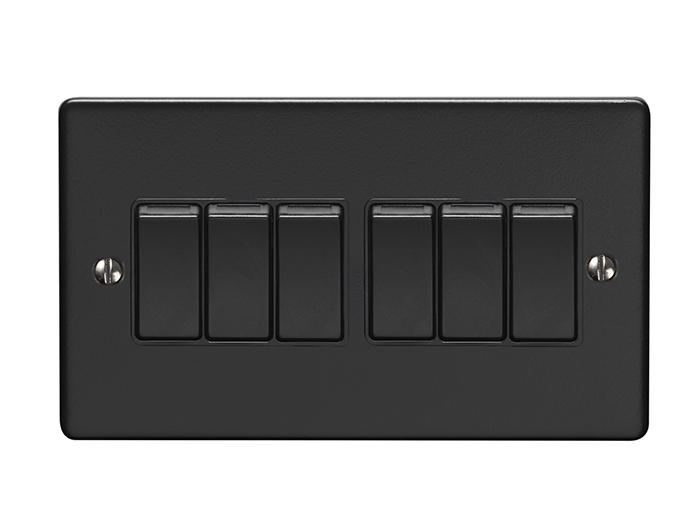 Eurolite Efmb6Swmbb 6 Gang 10Amp 2Way Switch Matt Black Black Trim