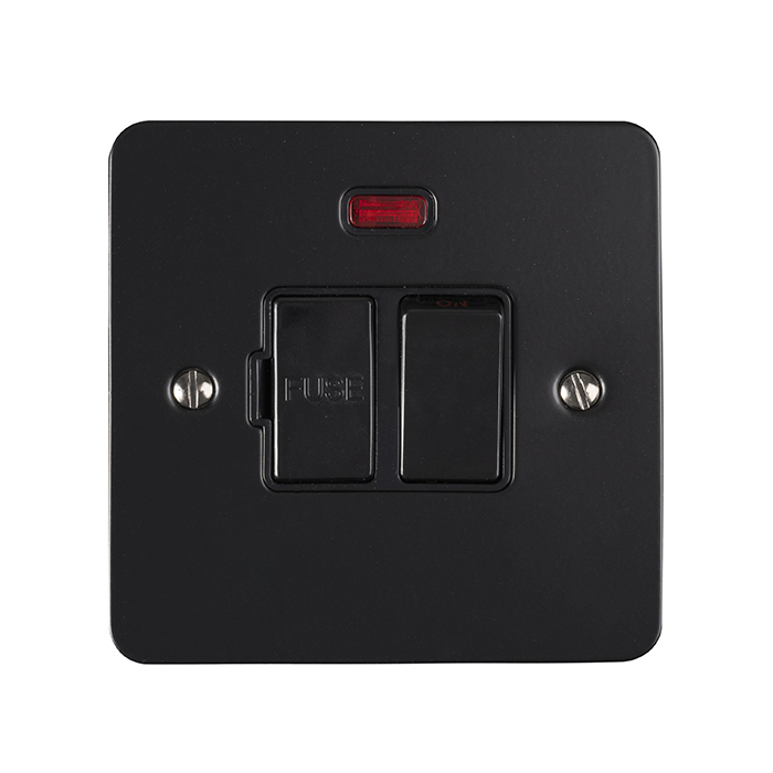 Eurolite Efmbswffombb 13Amp Dp Switched Fuse Spur With Flex Outlet Matt Black Black Trim