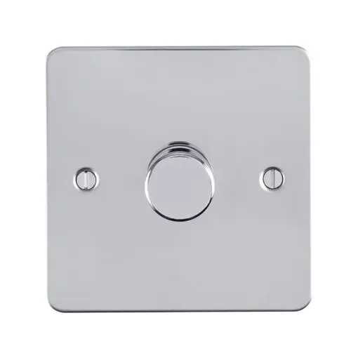 Eurolite Pss1D400 1 Gang 400W Push On Off 2Way Dimmer Round Edge Polished Stainless Steel Plate Matching Knob