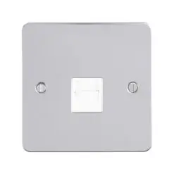 Eurolite Efpss1Mw 1 Gang Master Telephone Socket Enhance Flat Polished Stainless Steel Plate White Interior