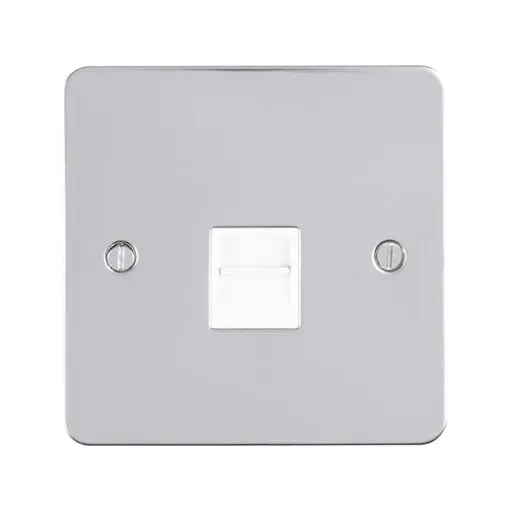Eurolite Efpss1Mw 1 Gang Master Telephone Socket Enhance Flat Polished Stainless Steel Plate White Interior