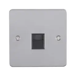 Eurolite Efpss1Slb 1 Gang Slave Telephone Socket Enhance Flat Polished Straionless Steel Plate Black Interior
