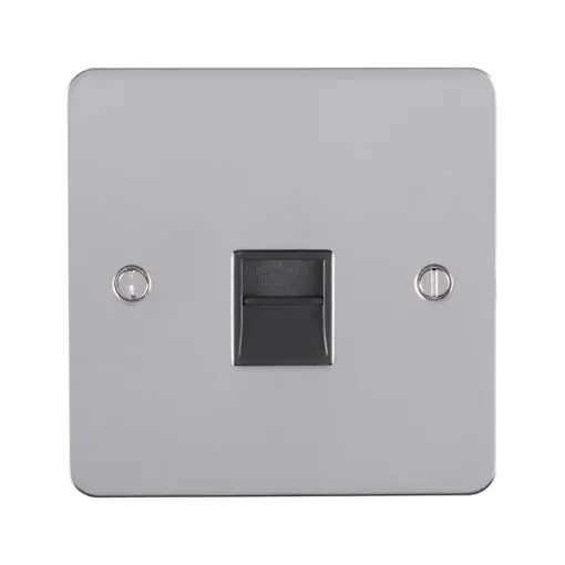Eurolite Efpss1Slb 1 Gang Slave Telephone Socket Enhance Flat Polished Straionless Steel Plate Black Interior