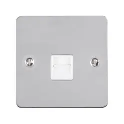 Eurolite Efpss1Slw 1 Gang Slave Telephone Socket Enhance Flat Polished Stainless Steel Plate White Interior