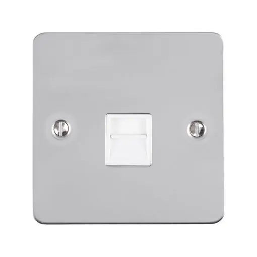 Eurolite Efpss1Slw 1 Gang Slave Telephone Socket Enhance Flat Polished Stainless Steel Plate White Interior