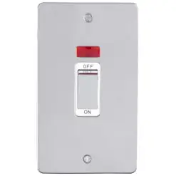 Eurolite Efpss45Aswnpsw 45Amp Dp Cooker Switch With Neon Double Enhance Flat Polished Stainless Steel Plate Matching Rocker White Trim