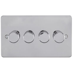 Eurolite Efpss4Dled 4 Gang Led Push On Off 2Way Dimmer Switch Enhance Flat Polished Stainless Steel Plate Matching Knobs