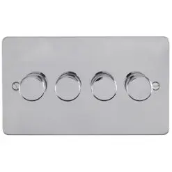 Eurolite Efpss4Dled 4 Gang Led Push On Off 2Way Dimmer Switch Enhance Flat Polished Stainless Steel Plate Matching Knobs