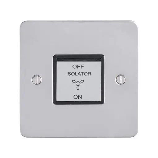 Eurolite Efpssfswpsb 10Amp Fan Isolator Switch Enhance Flat Polished Stainless Steel Plate Matching Rocker Black Trim
