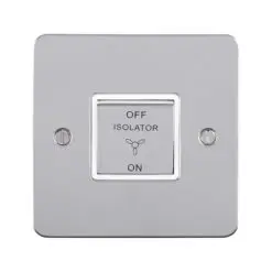Eurolite Efpssfswpsw 10Amp Fan Isolator Switch Enhance Flat Polished Stainless Steel Plate Matching Rocker White Trim