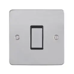 Eurolite Efpssintpsb 1 Gang 10Amp Intermediate Switch Enhance Flat Polished Stainless Steel Plate Matching Rocker Black Trim