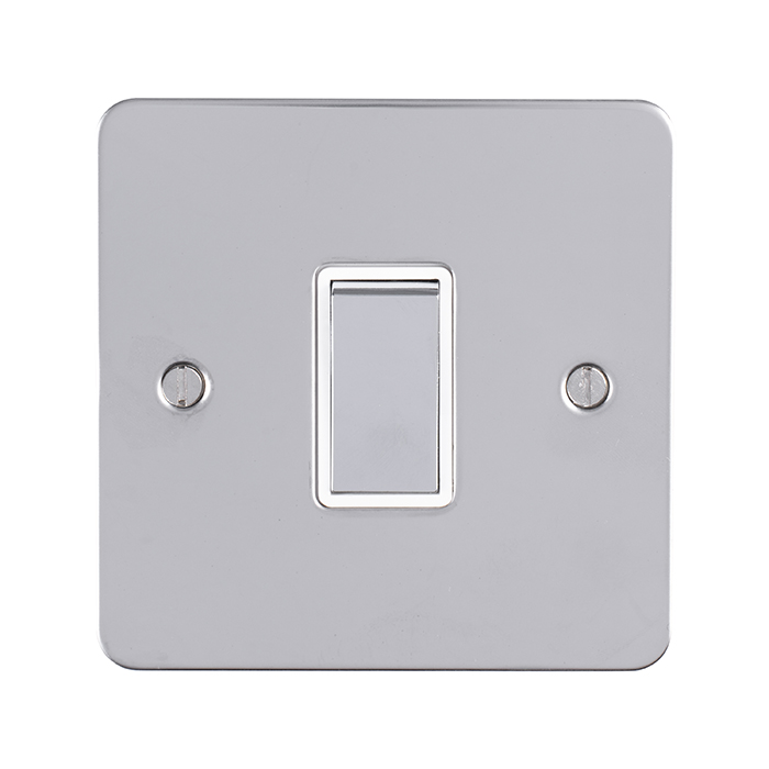 Eurolite Efpssintpsw 1 Gang 10Amp Intermediate Switch Enhance Flat Polished Stainless Steel Plate Matching Rocker White Trim