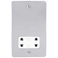 Eurolite Pssshsw Dual Voltage Shaver Socket Round Edge Polished Stainless Steel Plate White Interior