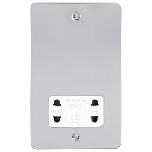Eurolite Pssshsw Dual Voltage Shaver Socket Round Edge Polished Stainless Steel Plate White Interior